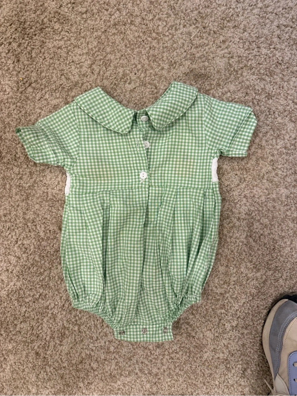 Spoiled Green Gingham Pumpkin Smocked One-Piece